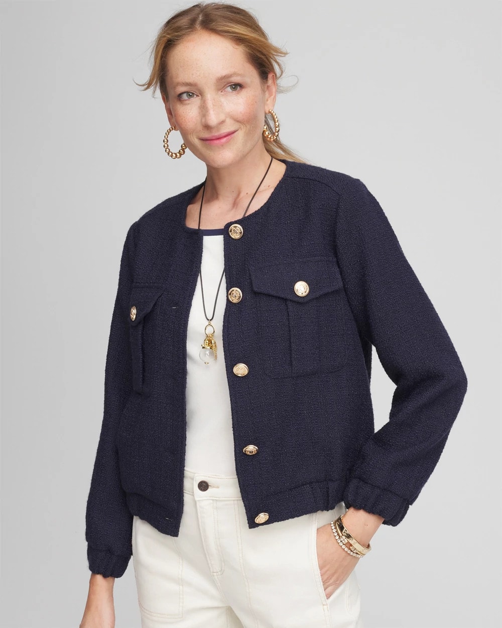 Sサイズ　LADY LIKE PRINT TWEEDS JACKET Amazon.com: Floerns Women's Plus Size Elegant Long Sleeve